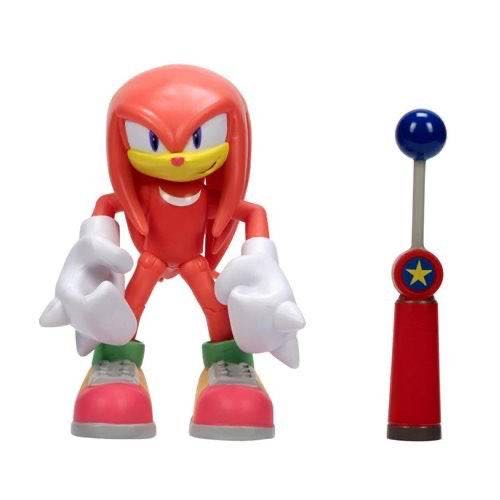 Sonic The Hedgehog 4-inch Action Figure Modern Knuckles With Blue Checkpoint Collectible Toy - Jakks Pacific (Neon Variant) action figure collectible [Barcode 192995409040] - Main Image 2