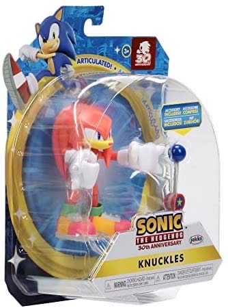 Sonic The Hedgehog 4-inch Action Figure Modern Knuckles With Blue Checkpoint Collectible Toy - Jakks Pacific (Neon Variant) action figure collectible [Barcode 192995409040] - Main Image 3