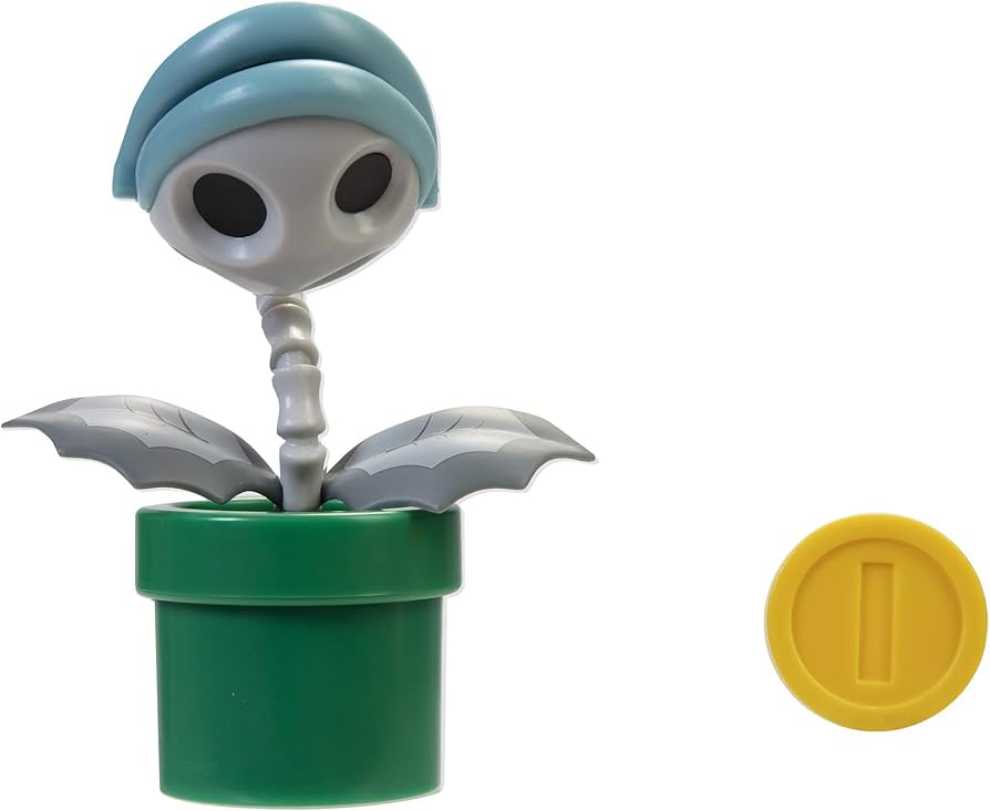 Super Mario Collectible Bone Piranha 4” Poseable Articulated Action Figure With Coin Accessory Perfect For Kids & Collectors Alike! For Ages 3 - Jakks Pacific (Super Mario Brothers) action figure collectible [Barcode 192995403123] - Main Image 2