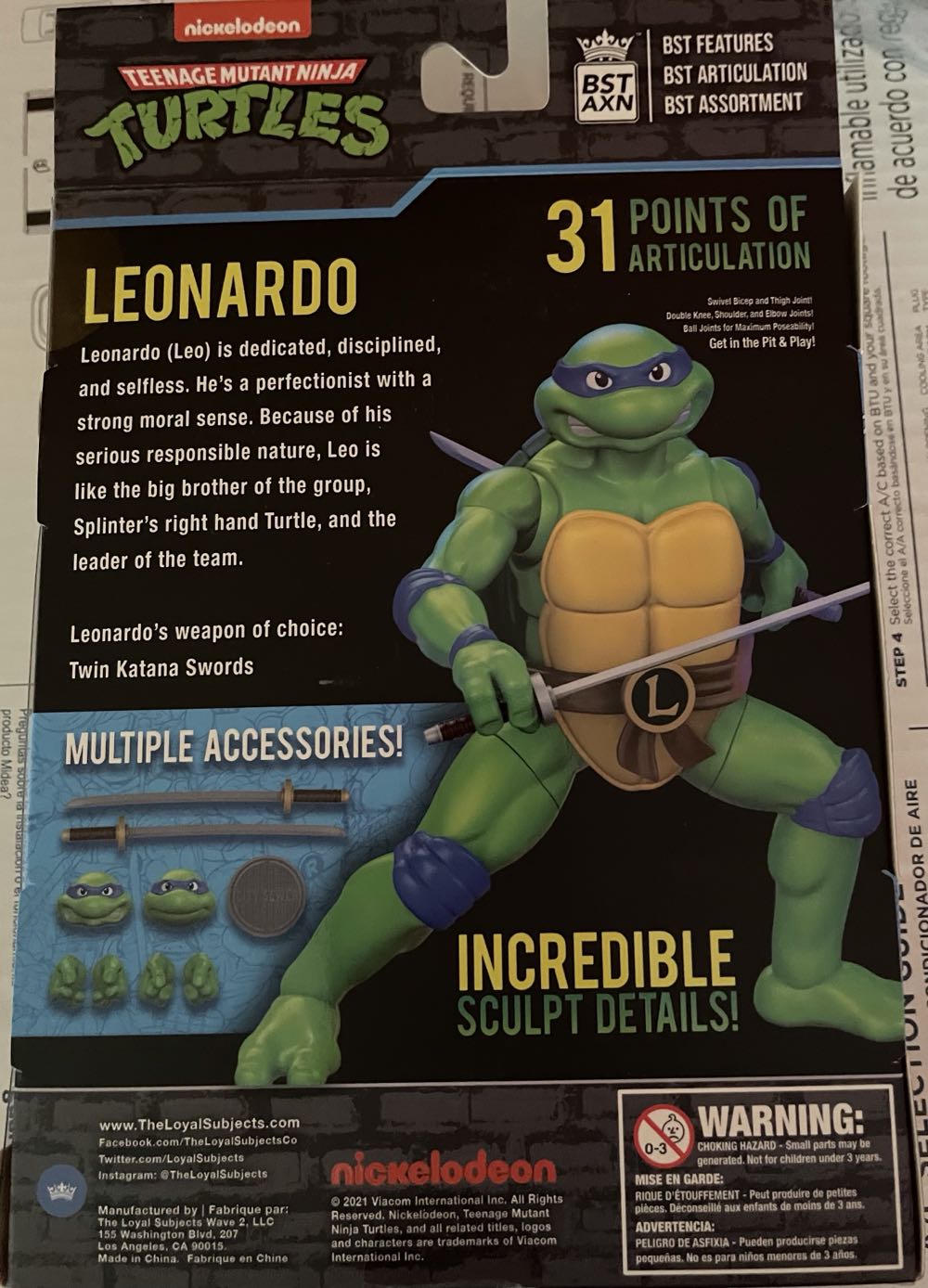 Leonardo - The Loyal Subjects/ BST AXN (Teenage Mutant Ninja Turtles) action figure collectible [Barcode 850018355308] - Main Image 3