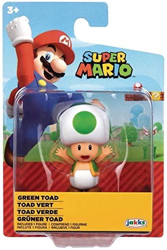World Of Nintendo Super Mario 2.5” Inches Green Toad Action Mini Figure - Jakks Pacific action figure collectible [Barcode 192995409903] - Main Image 1
