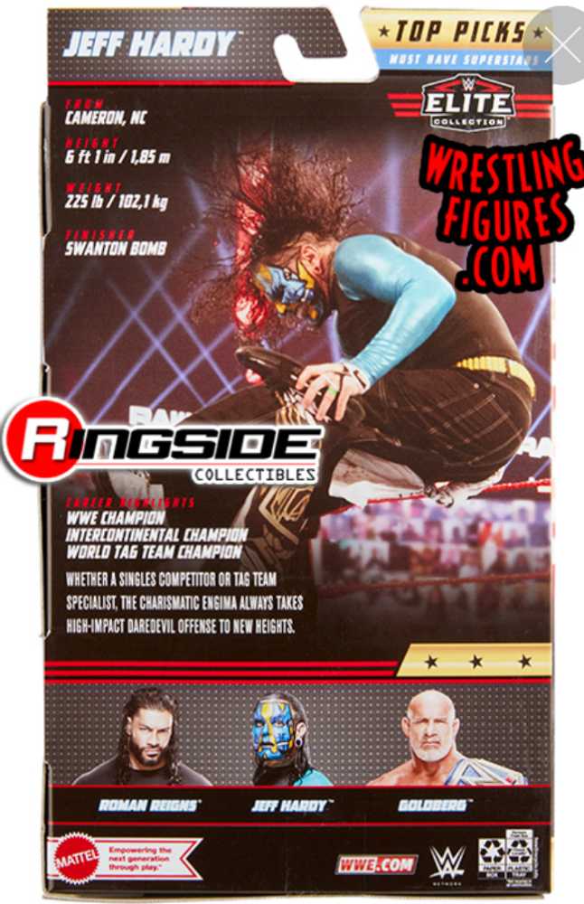 JEFF HARDY - WWE ELITE 2022 TOP TALENT - Mattel (Attire Date: 2021 @ WWE Raw / SmackDown) action figure collectible [Barcode 194735022243] - Main Image 2