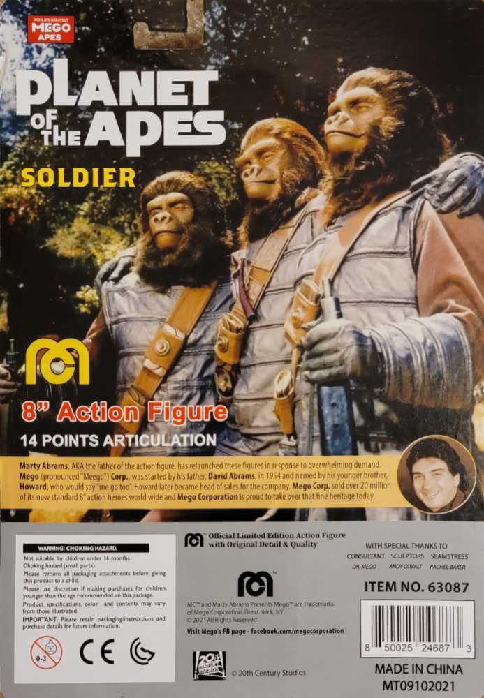 MEGO: Soldier Ape (Brown Bandolier) - MEGO Corp. (Planet Of The Apes (1968)) action figure collectible [Barcode 850025246873] - Main Image 2