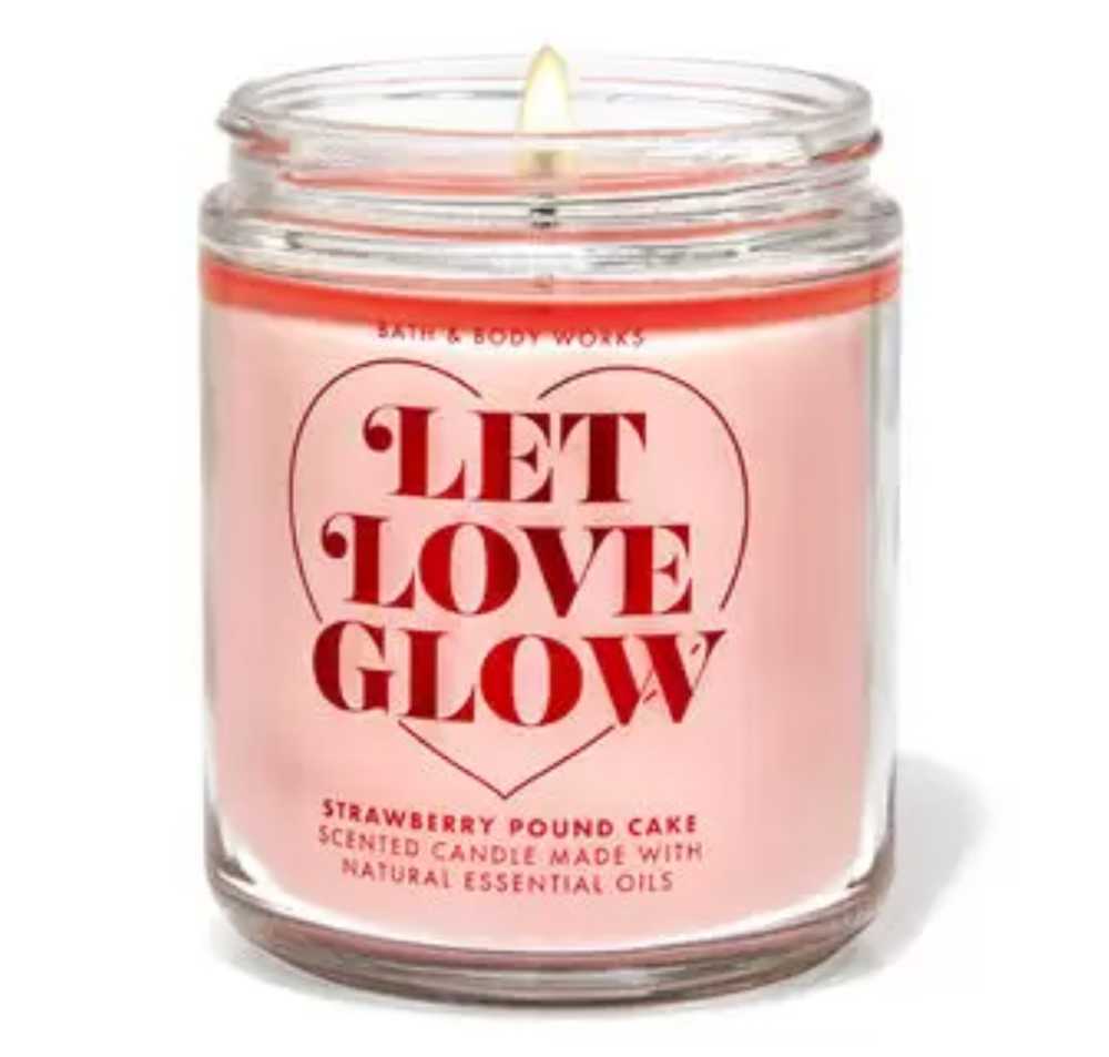 CANDLE: Valentine’s Day Bath & Bodyworks Let Love Glow - Strawberry Pound Cake 2022 - Bath & Bodyworks Candle (Valentine’s Day Candles) action figure collectible [Barcode 667556216424] - Main Image 3
