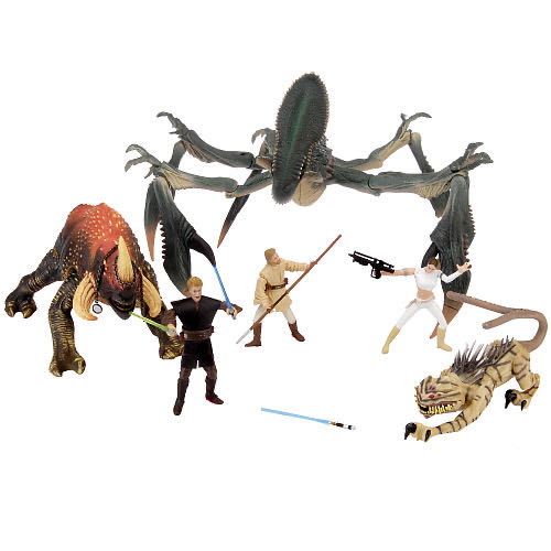 Reer , Anakin Skywalker , Acklay , Obi-Wan Kenobi , Nexu , Padme Amidala - Star Wars 30th Anniversary (Arena Encounter Toys R Us Exclusive Battlepack) - Hasbro (Star Wars) action figure collectible [Barcode 653569261735] - Main Image 2