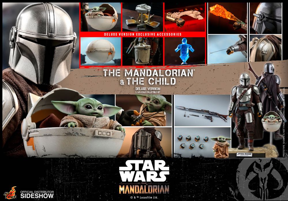 Hot Toys TMS 015 The Mandalorian (Beskar) Deluxe w/Grogu - Hot Toys (The Mandalorian) action figure collectible - Main Image 2