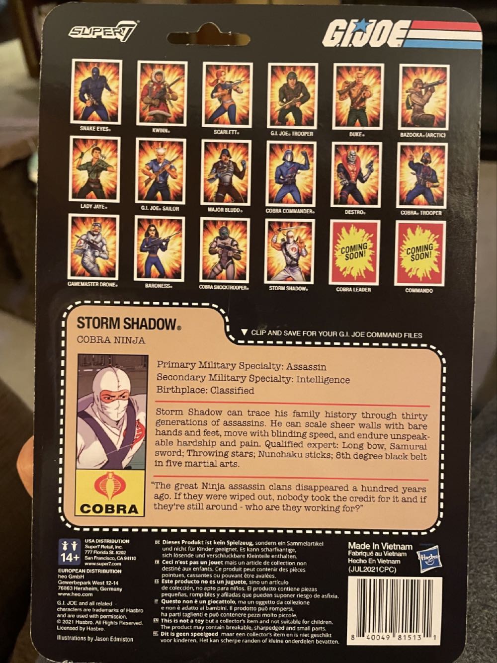 Storm Shadow (Cobra Ninja) - Super 7 / ReAction Figures (G.I. Joe ReAction) action figure collectible [Barcode 840049815131] - Main Image 2