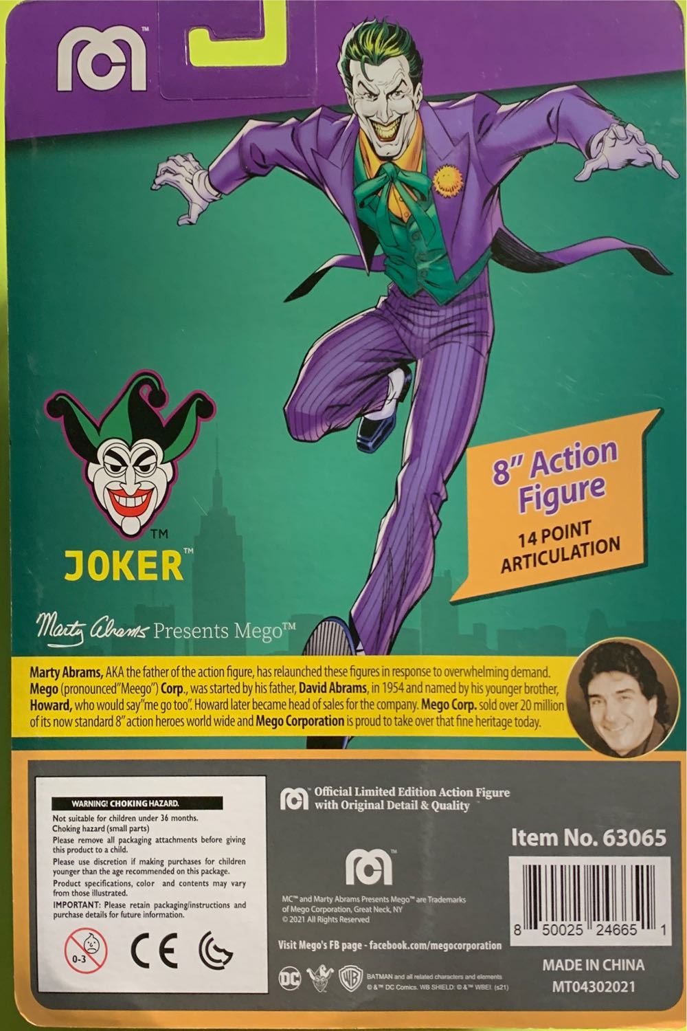 Batman Joker 8” Action Figure - MEGO Corp. (World’s Greatest Mego Heroes!) action figure collectible [Barcode 850025246651] - Main Image 2