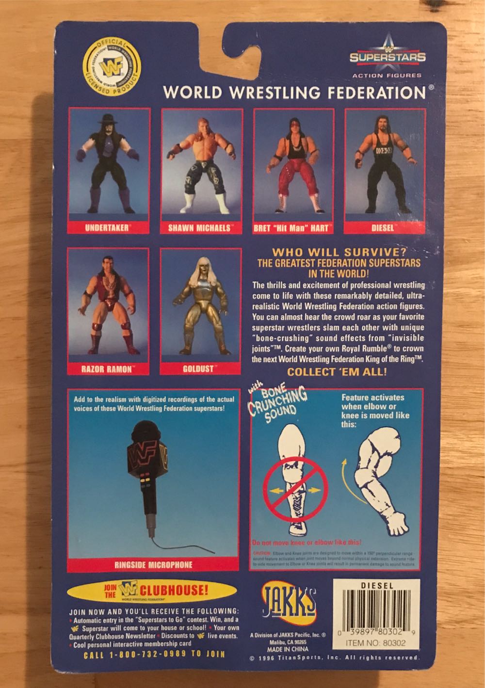 WWF Jakks Pacific BCA Superstars Series 1 (Butterfly Hook Card): Diesel (Error Card With Shawn Michaels Carding) - WWF Jakks Pacific BCA (WWF Jakks Pacific BCA Superstars Series 1 (Butterfly Hook Card)) action figure collectible [Barcode 039897803029] - Main Image 2