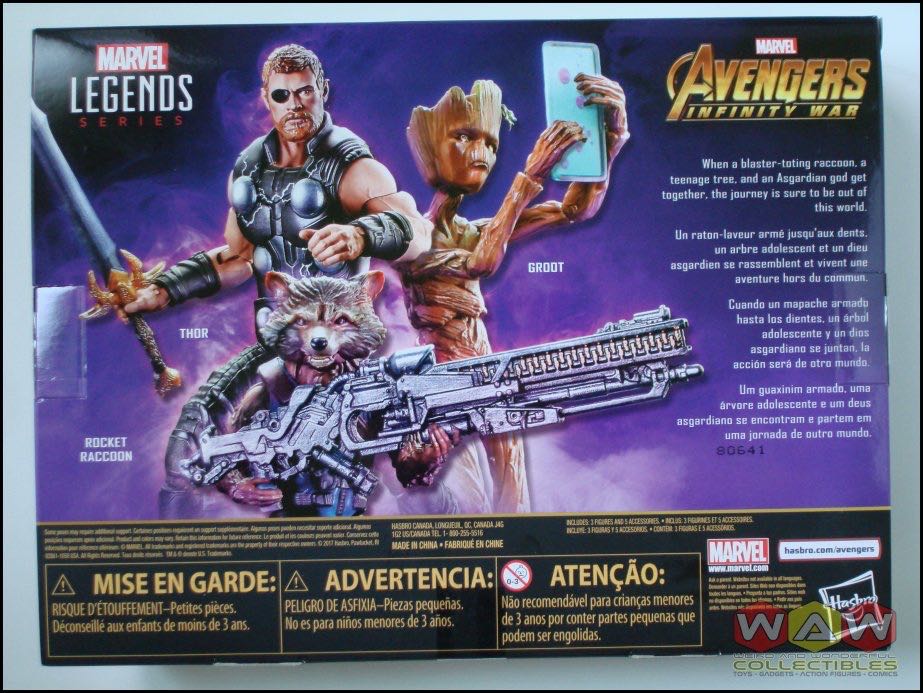 ML (3 Pack) Thor, Rocket Raccoon & Groot - Hasbro (Marvel Legends) action figure collectible [Barcode 630509720781] - Main Image 2