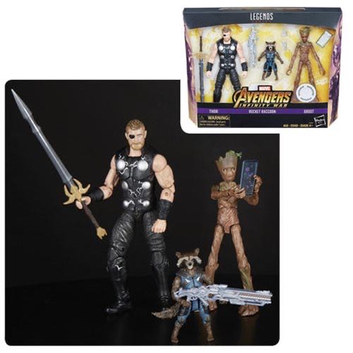 ML (3 Pack) Thor, Rocket Raccoon & Groot - Hasbro (Marvel Legends) action figure collectible [Barcode 630509720781] - Main Image 3