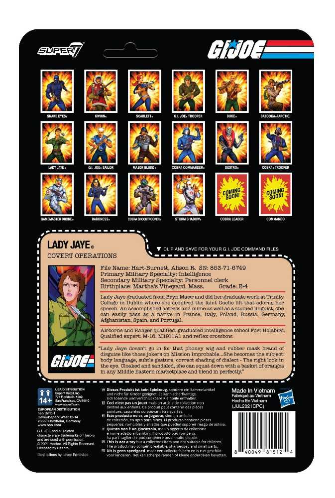 Lady Jaye (Covert Operations) - Super7 (G.I. Joe) action figure collectible [Barcode 840049815124] - Main Image 2