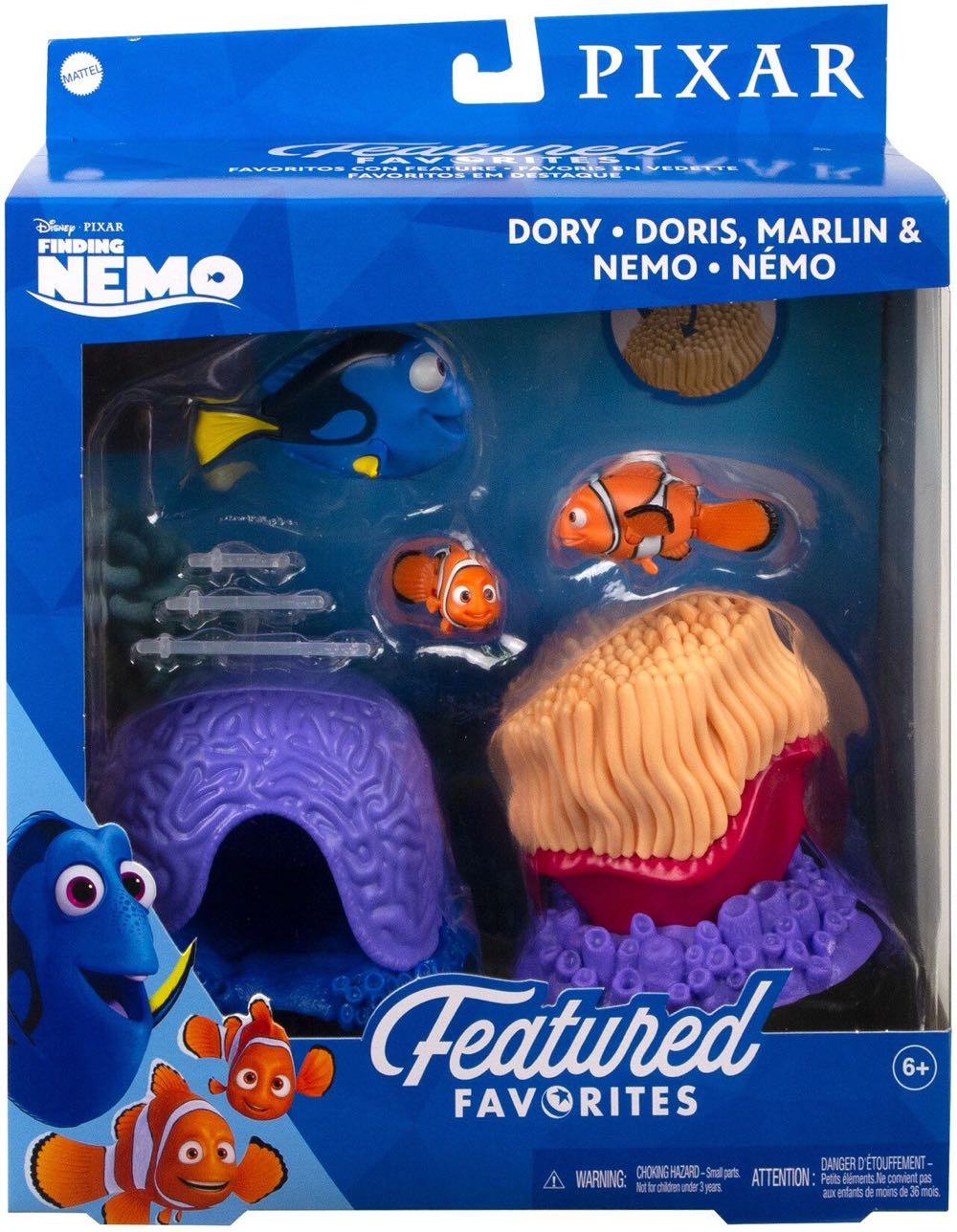 Finding Nemo: DORY, MARLIN & NEMO Action Figures 3-pack - Mattel (Disney•Pixar) action figure collectible [Barcode 194735012176] - Main Image 2