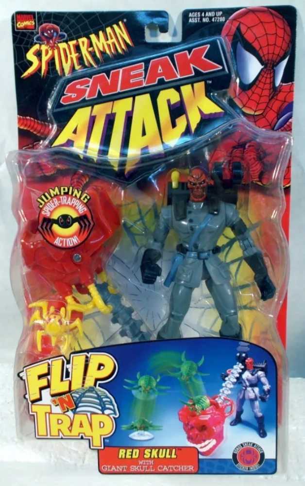 Ew Marvel Sneak Attack Flip ’n Trap Red Skull Marvel Toybiz  (Toy Biz Spider-Man) action figure collectible [Barcode 035112472834] - Main Image 2