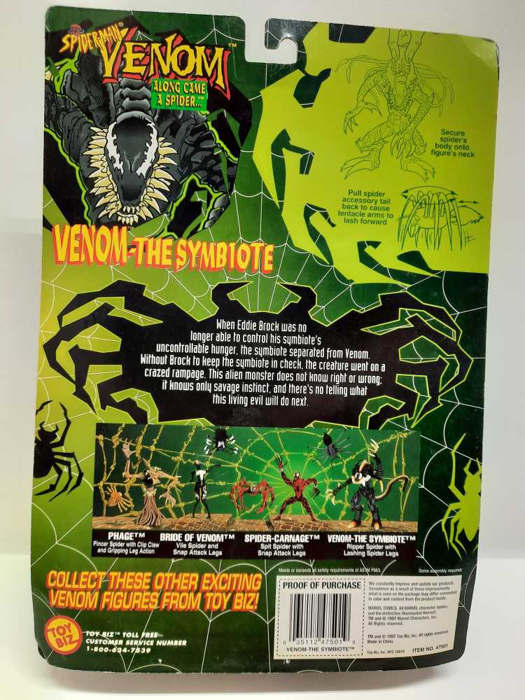 Venom The Symbiote - Toy Biz (Toy Biz Spider-Man) action figure collectible [Barcode 035112475019] - Main Image 2