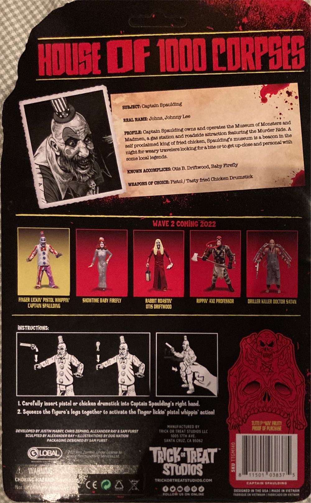 House Of 1000 Corpses Captain Spaulding - Trick-or-treat studios (House Of 1000 Corpses) action figure collectible [Barcode 811501038375] - Main Image 3
