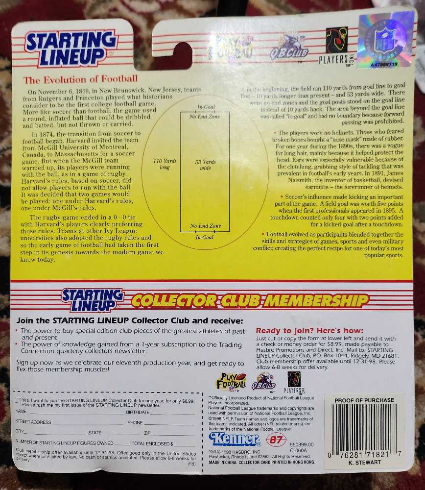 Starting Lineup Kordell Stewart Pittsburgh Steelers  - Kenner action figure collectible [Barcode 076281718217] - Main Image 2