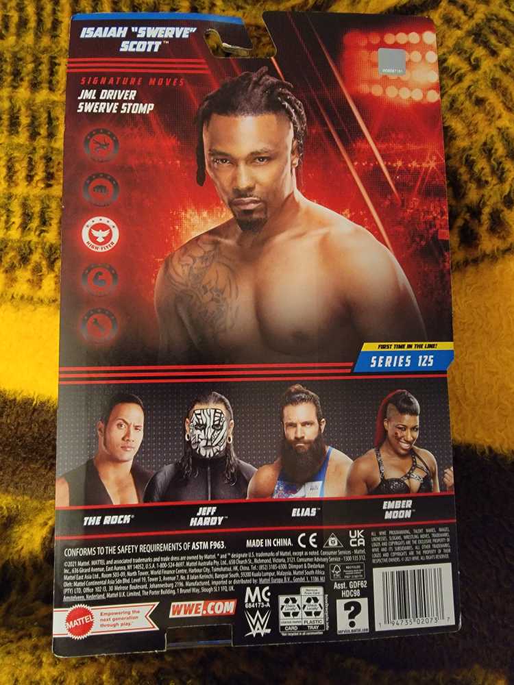 Isaiah "Swerve” Scott - Mattel Wwe (WWE Mattel Basic Series 125) action figure collectible [Barcode 19470207] - Main Image 2