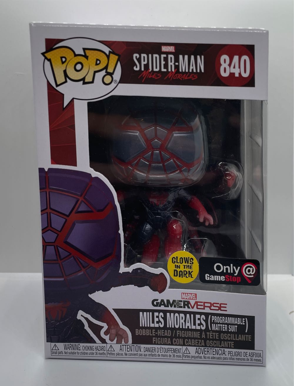 Funko Pop! Marvel’s Spider-man #840 Miles Morales Programmable Matter Suit Glow In The Dark Levitating Pose Exclusive # 840  action figure collectible [Barcode 889698550505] - Main Image 2