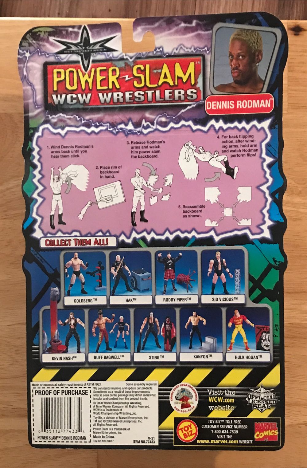 Dennis Rodman (Orange Hair) - Toybiz (WCW Power Slam) action figure collectible [Barcode 035112774334] - Main Image 2