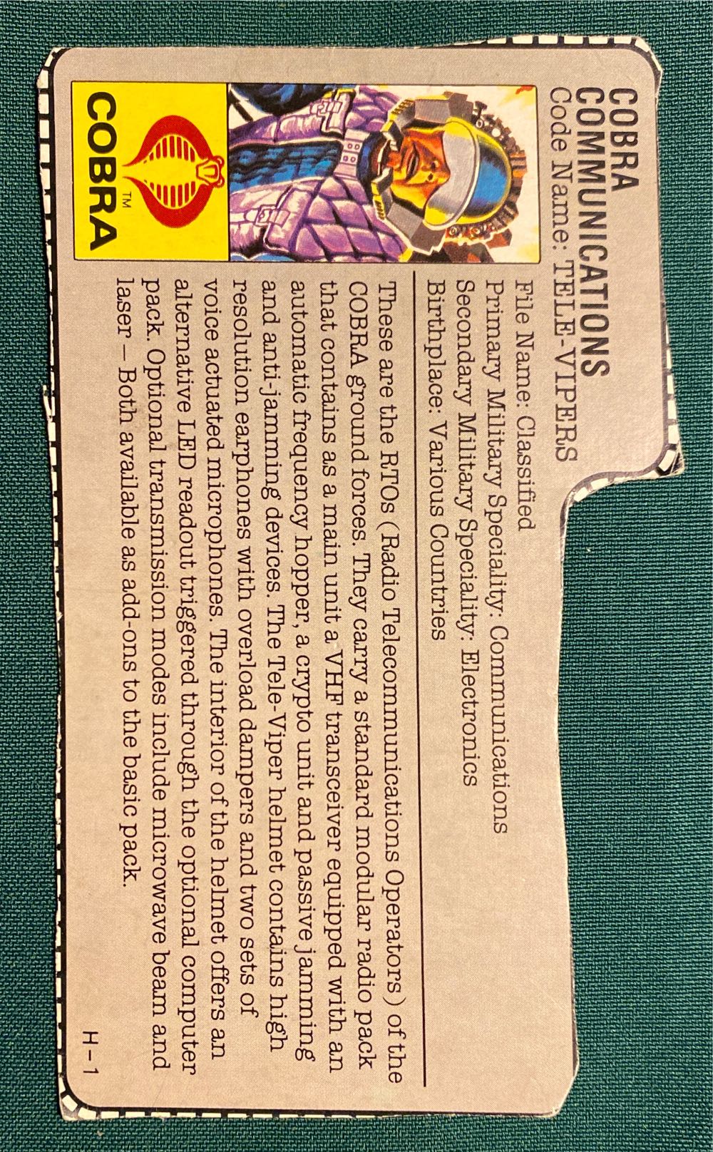 GI Joe Tele-Viper (V1) C - Hasbro (G.I. Joe - A Real American Hero) action figure collectible - Main Image 3