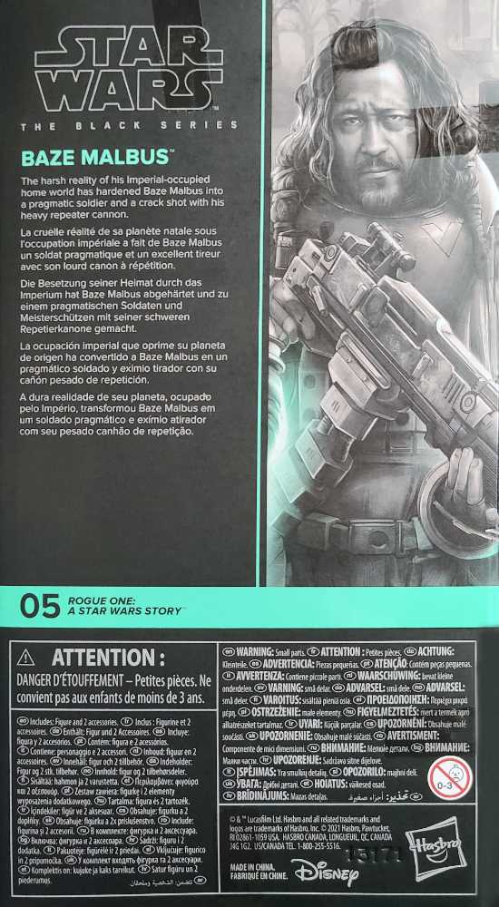 Black Series : Rogue One #05 Baze Malbus - Disney/Hasbro (Star Wars: Black Series) action figure collectible [Barcode 5010993905164] - Main Image 2