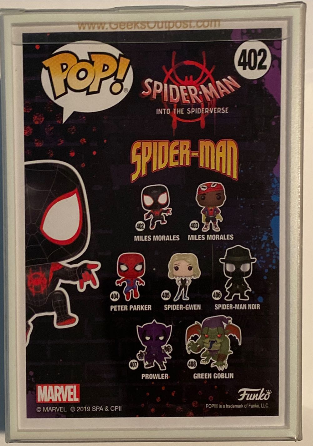 Funko Pop Marvel: Animated Spider-man Movie Miles Morales Spider-man Translucent Exclusive #402  action figure collectible [Barcode 889698423236] - Main Image 2