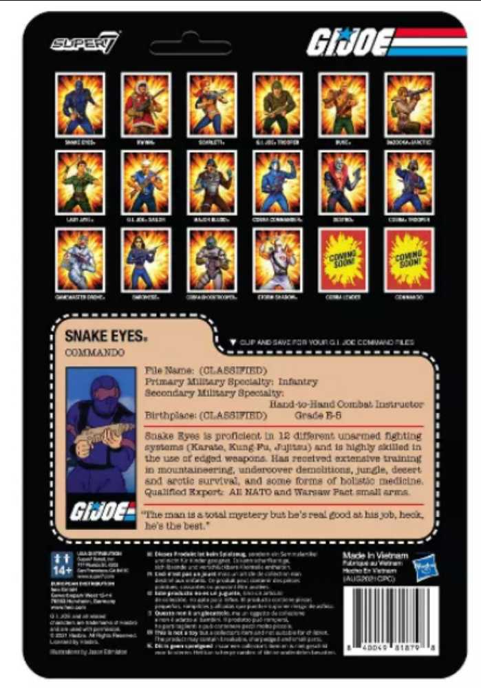 ReAction : Snake Eyes - Secret Service - Super 7 / ReAction Figures (G.I. Joe ReAction) action figure collectible [Barcode 840049818798] - Main Image 2
