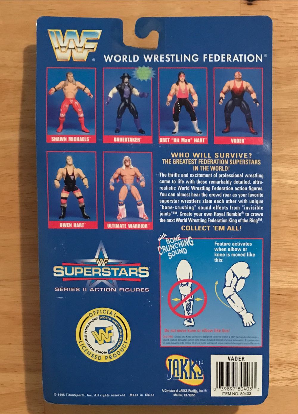 WWF Jakks Pacific BCA Superstars Series 2: Vader (Error With His Arms On Backwards) - WWF Jakks Pacific BCA (WWF Jakks Pacific BCA Superstars Series 2) action figure collectible [Barcode 039897804033] - Main Image 2