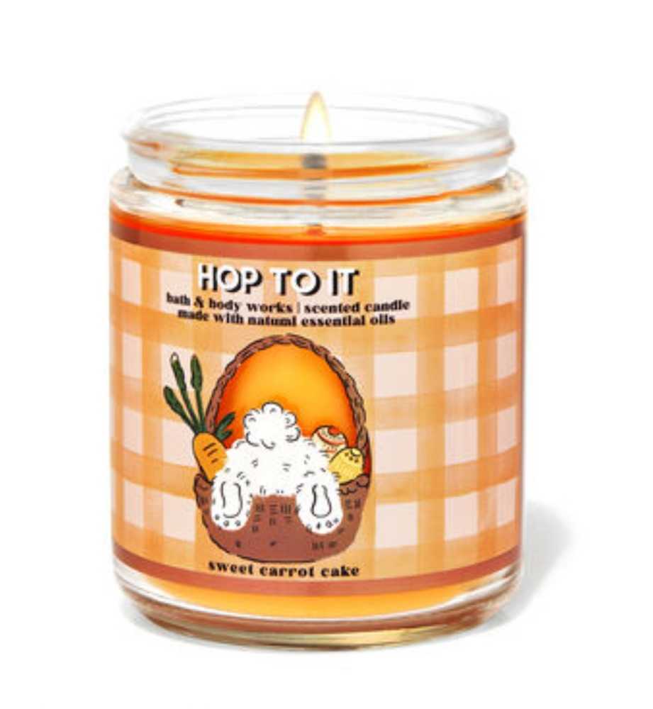CANDLE: Easter Bath and Bodyworks Hop To It - Sweet Carrot Cake Single Wick  2022 - Bath & Bodyworks Candle (Easter Candles) action figure collectible [Barcode 667556324570] - Main Image 3