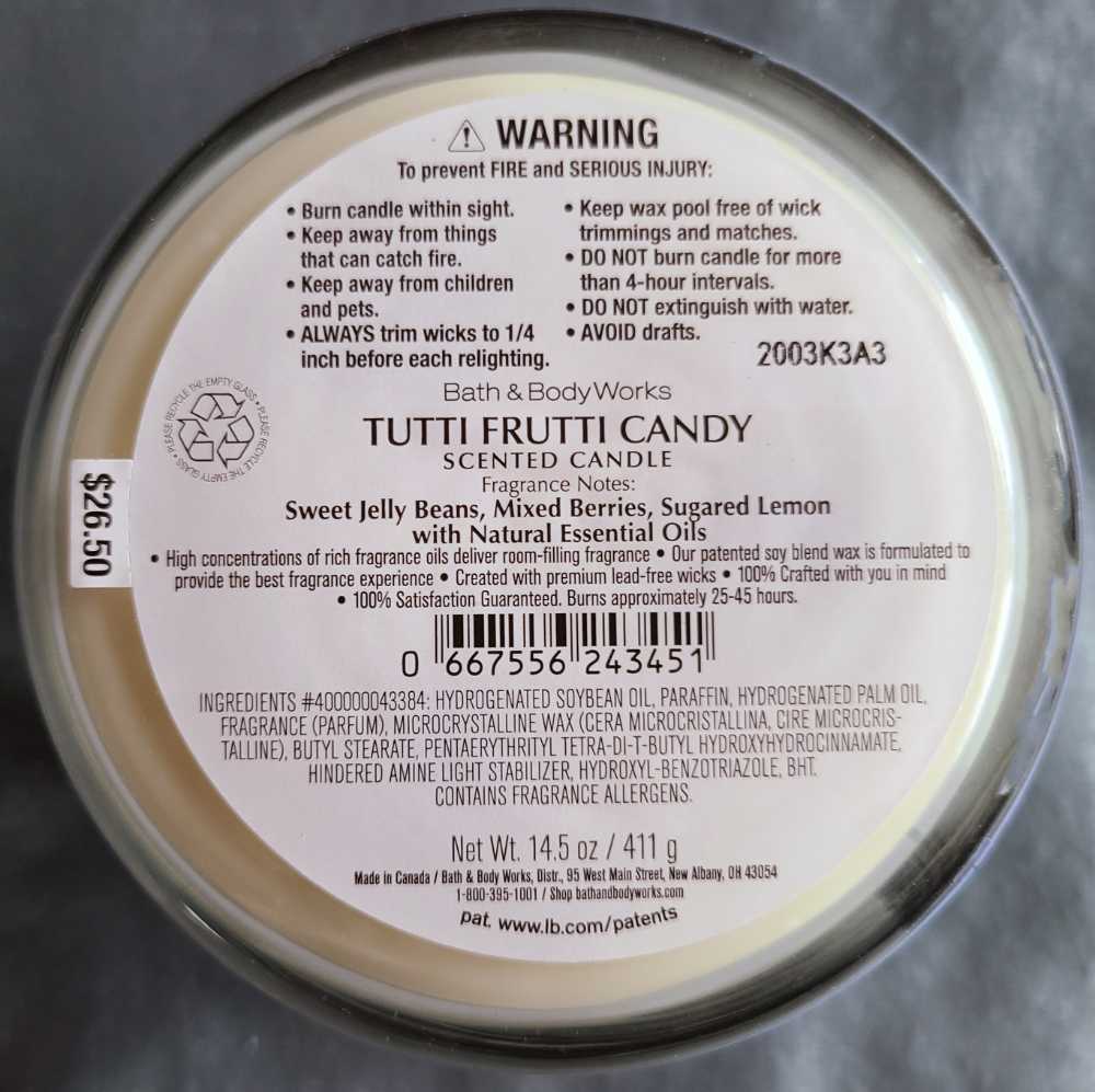 CANDLE: Easter Bath and Bodyworks Happy Easter Tutti Fruity Candy Candy 2022 - Bath & Bodyworks Candle (Easter Candles) action figure collectible [Barcode 667556243451] - Main Image 2