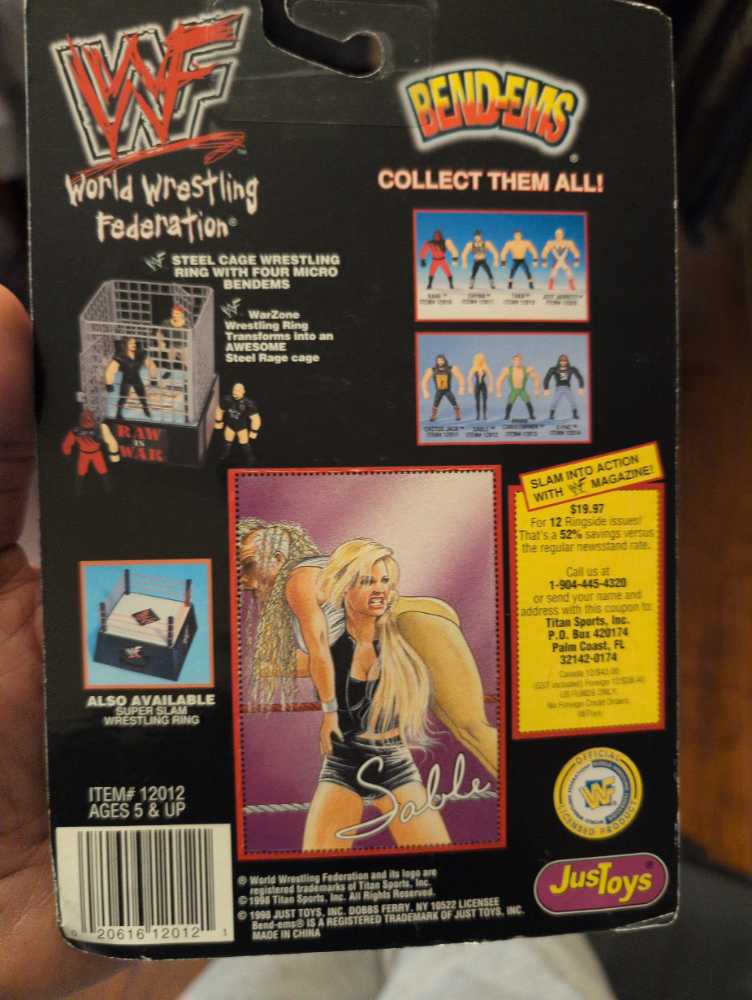 JusToys WWF Sable Bendems Women Diva Wrestling Figure Series 9 1998 - WCW JustToys Bend-Ems Series (WCW JustToys Bend-Ems Series) action figure collectible [Barcode 020616120121] - Main Image 3