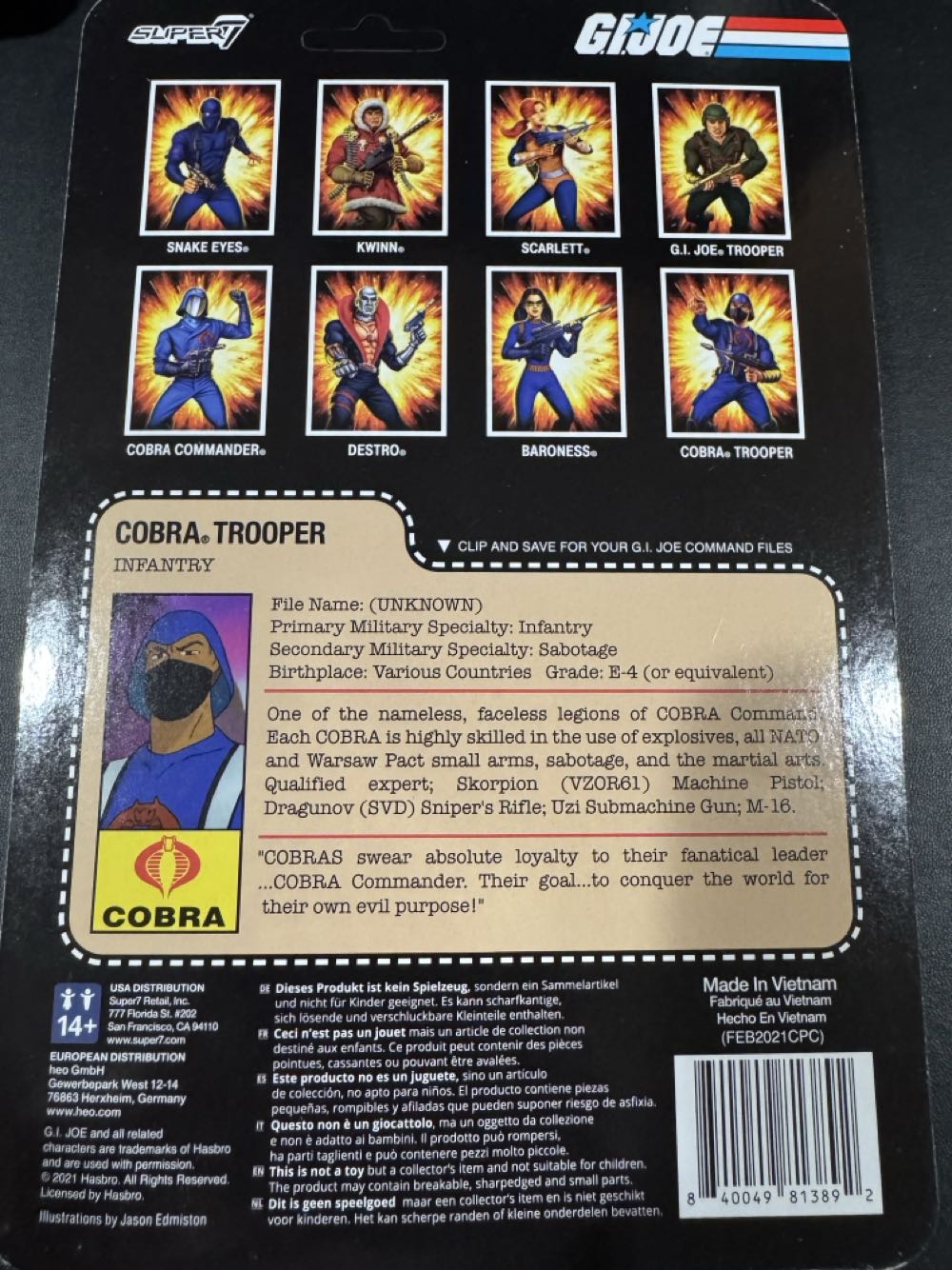 ReAction : Cobra Trooper (Tan w/ H-Back) - Super7 (G.I.Joe) action figure collectible [Barcode 840049813892] - Main Image 3