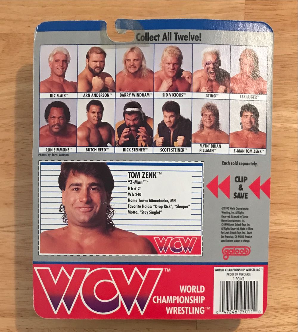 Tom Zenk - WCW Galoob (WCW Galoob Series 1) action figure collectible [Barcode 047246250110] - Main Image 2