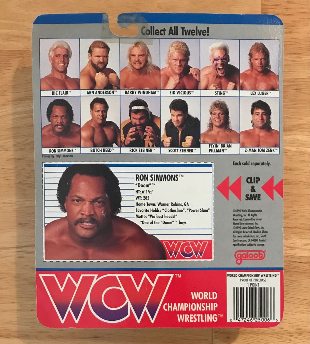 Galoob WCW Ron Simmons - WCW Galoob (WCW Galoob Series 1) action figure collectible [Barcode 047246250066] - Main Image 2