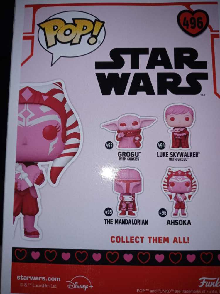 #496 Pop: Star Wars- Ahsoka Tano Funko - Funko (Valentine’s Day Star Wars) (Funko Pops) action figure collectible [Barcode 889698601207] - Main Image 2
