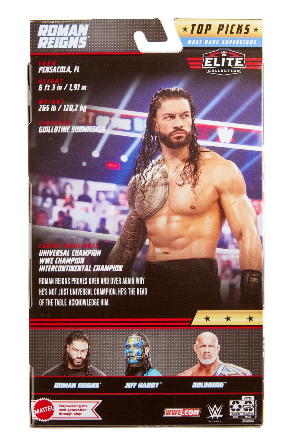 Roman Reigns Elite Top Picks - Mattel Wwe (WWE Elite Top Picks 2022) action figure collectible [Barcode 194735022274] - Main Image 2