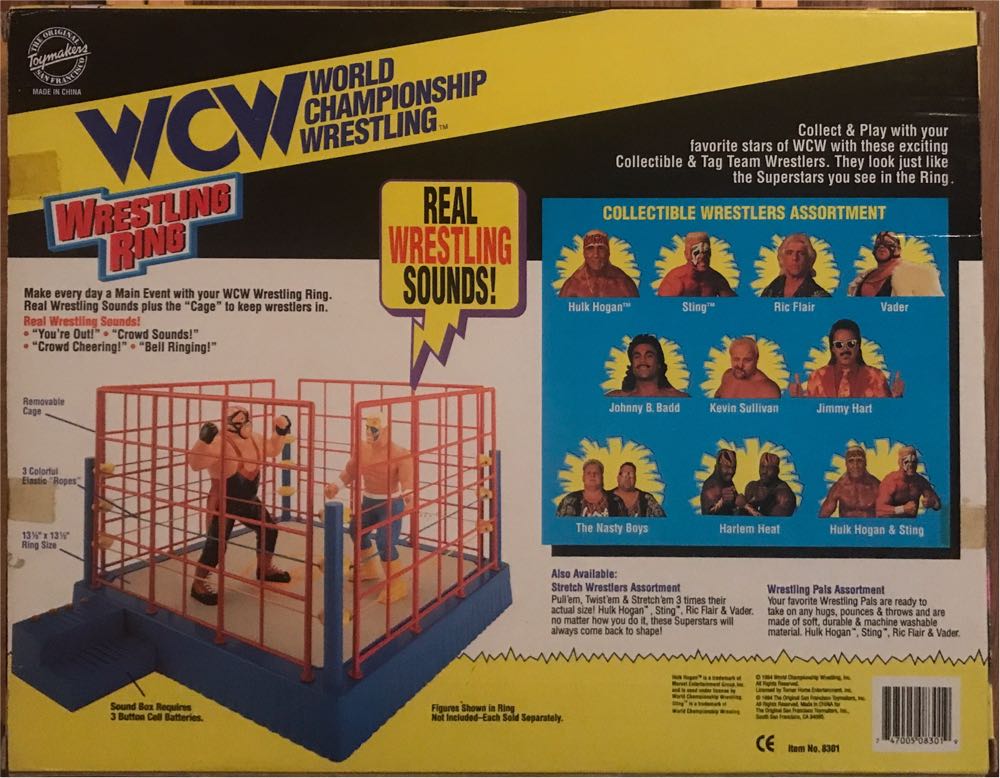 WCW OSFTM Wrestling Ring With Real Wrestling Sounds & Cage! - WCW Original San Francisco Toymakers Inc. (WCW OSFTM Wrestling Ring With Real Wrestling Sounds & Cage!) action figure collectible [Barcode 747005083019] - Main Image 2