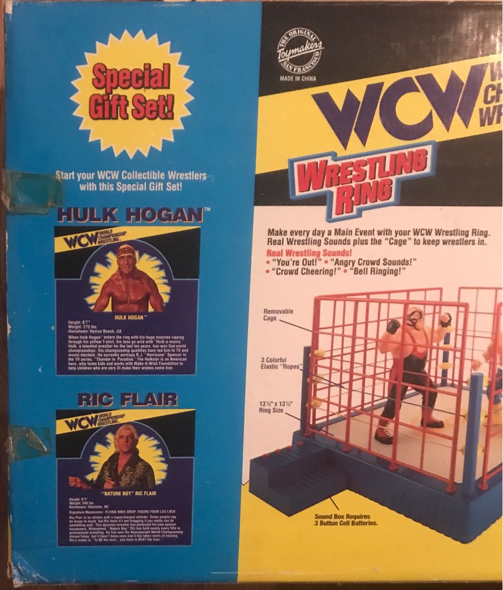 WCW OSFTM Wrestling Ring With Real Wrestling Sounds & Cage! (Gift Set With Hulk Hogan & “Nature Boy” Ric Flair Figures) - WCW Original San Francisco Toymakers Inc. (WCW OSFTM Wrestling Ring With Real Wrestling Sounds & Cage! (Gift Set With Hulk Hogan & “Nature Boy” Ric Flair Figures)) action figure collectible [Barcode 747005083026] - Main Image 4