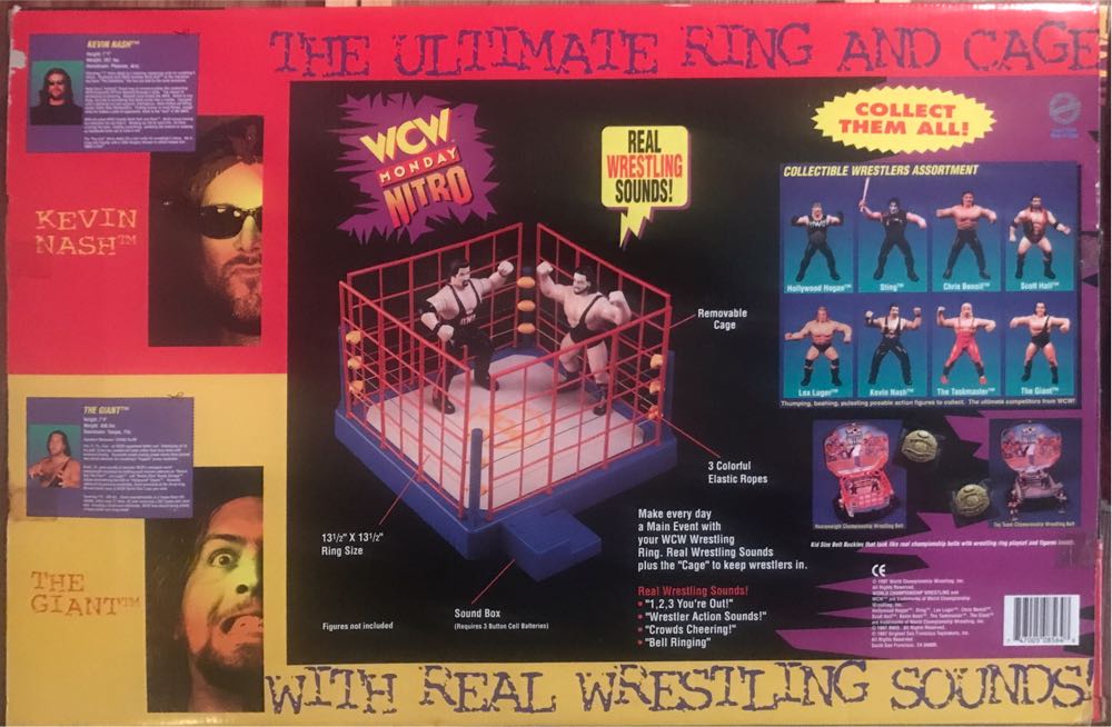 WCW OSFTM Monday Nitro Carding Wrestling Ring With Real Wrestling Sounds & Cage! (Gift Set With Kevin Nash & The Giant Vibrating Figures) - WCW Original San Francisco Toymakers Inc. (WCW OSFTM Monday Nitro Carding Wrestling Ring With Real Wrestling Sounds & Cage! (Gift Set With Kevin Nash & The Giant Vibrating Figures)) action figure collectible [Barcode 747005085648] - Main Image 3