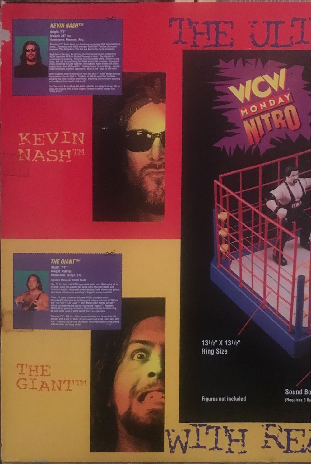 WCW OSFTM Monday Nitro Carding Wrestling Ring With Real Wrestling Sounds & Cage! (Gift Set With Kevin Nash & The Giant Vibrating Figures) - WCW Original San Francisco Toymakers Inc. (WCW OSFTM Monday Nitro Carding Wrestling Ring With Real Wrestling Sounds & Cage! (Gift Set With Kevin Nash & The Giant Vibrating Figures)) action figure collectible [Barcode 747005085648] - Main Image 4