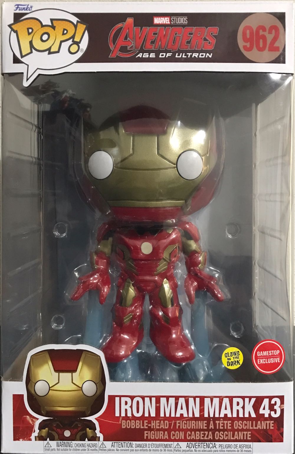 Marvel: Avengers Age Of Ultron Iron Man 10inch Glow In The Dark GameStop Exclusive #962 - Funko Pop Marvel action figure collectible [Barcode 889698588423] - Main Image 2