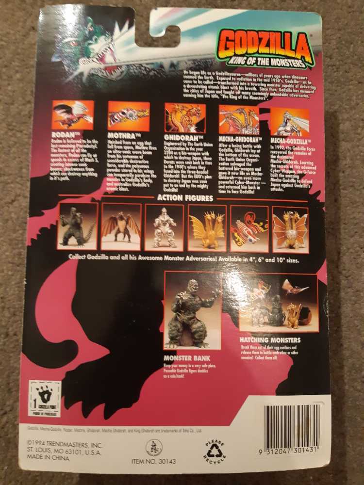 Godzilla King of the Monsters - Trendmasters, INC (Godzilla) action figure collectible [Barcode 9312047301431] - Main Image 2