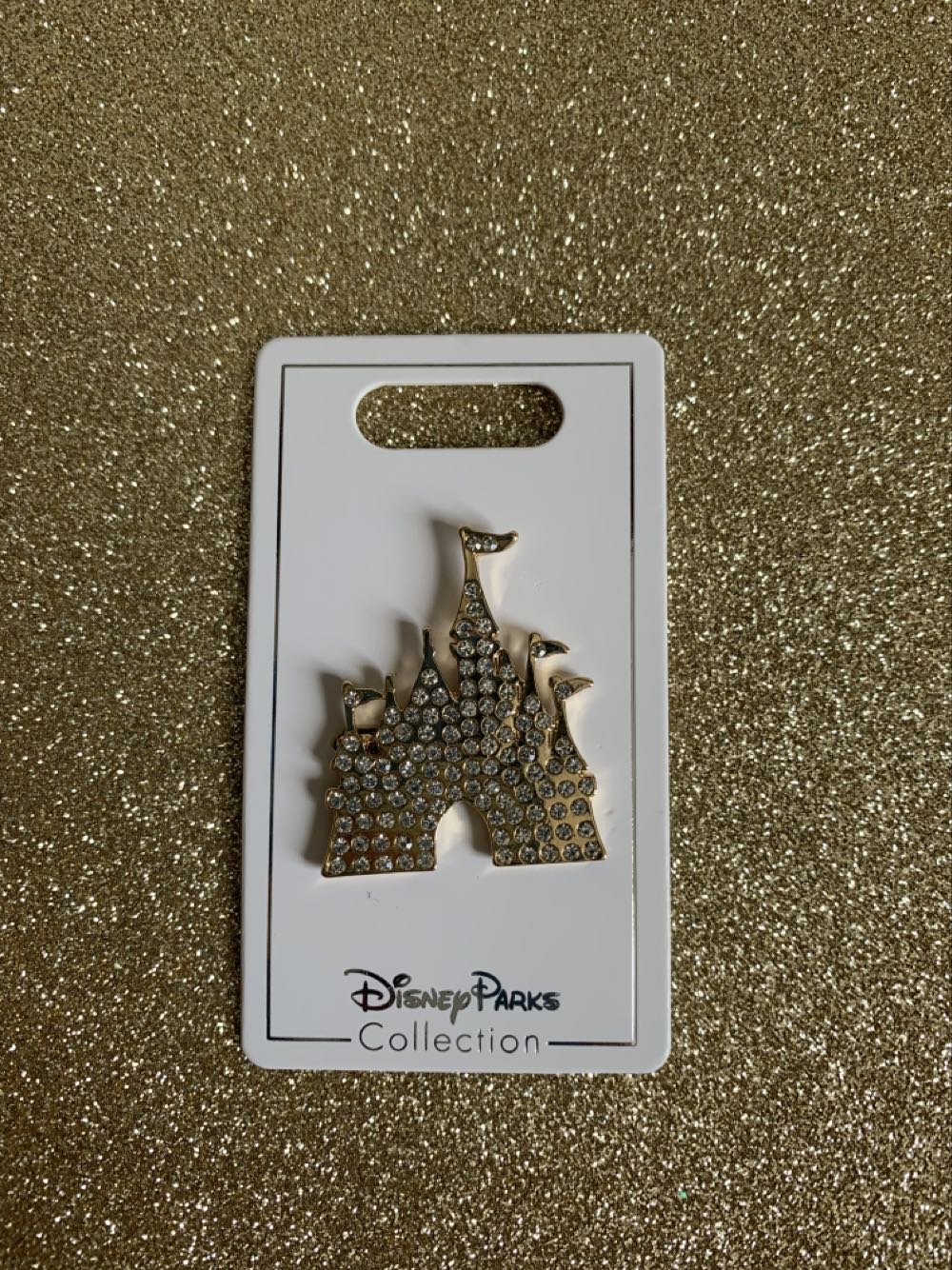 Disney Parks Castle Gold Tone Rhinestone Pin Bar Pin Back Brooch - Disney Theme Park Merchandise (Walt Disney World Resorts 50th Anniversary) action figure collectible [Barcode 400945064653] - Main Image 2