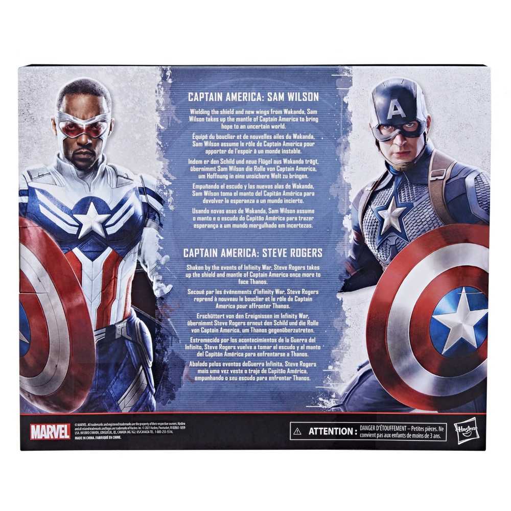 Captain America (Sam Wilson - Falcon And the Winter Soldier MCU)  -  Captain America (Steve Rogers - Avengers Endgame MCU) - Hasbro (Marvel Legends) action figure collectible [Barcode 5010993986125] - Main Image 2
