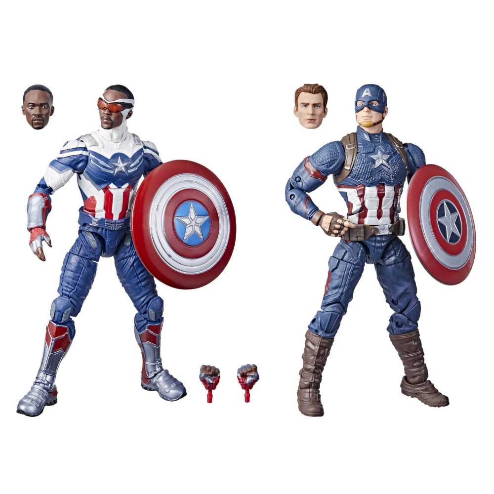 Captain America (Sam Wilson - Falcon And the Winter Soldier MCU)  -  Captain America (Steve Rogers - Avengers Endgame MCU) - Hasbro (Marvel Legends) action figure collectible [Barcode 5010993986125] - Main Image 3