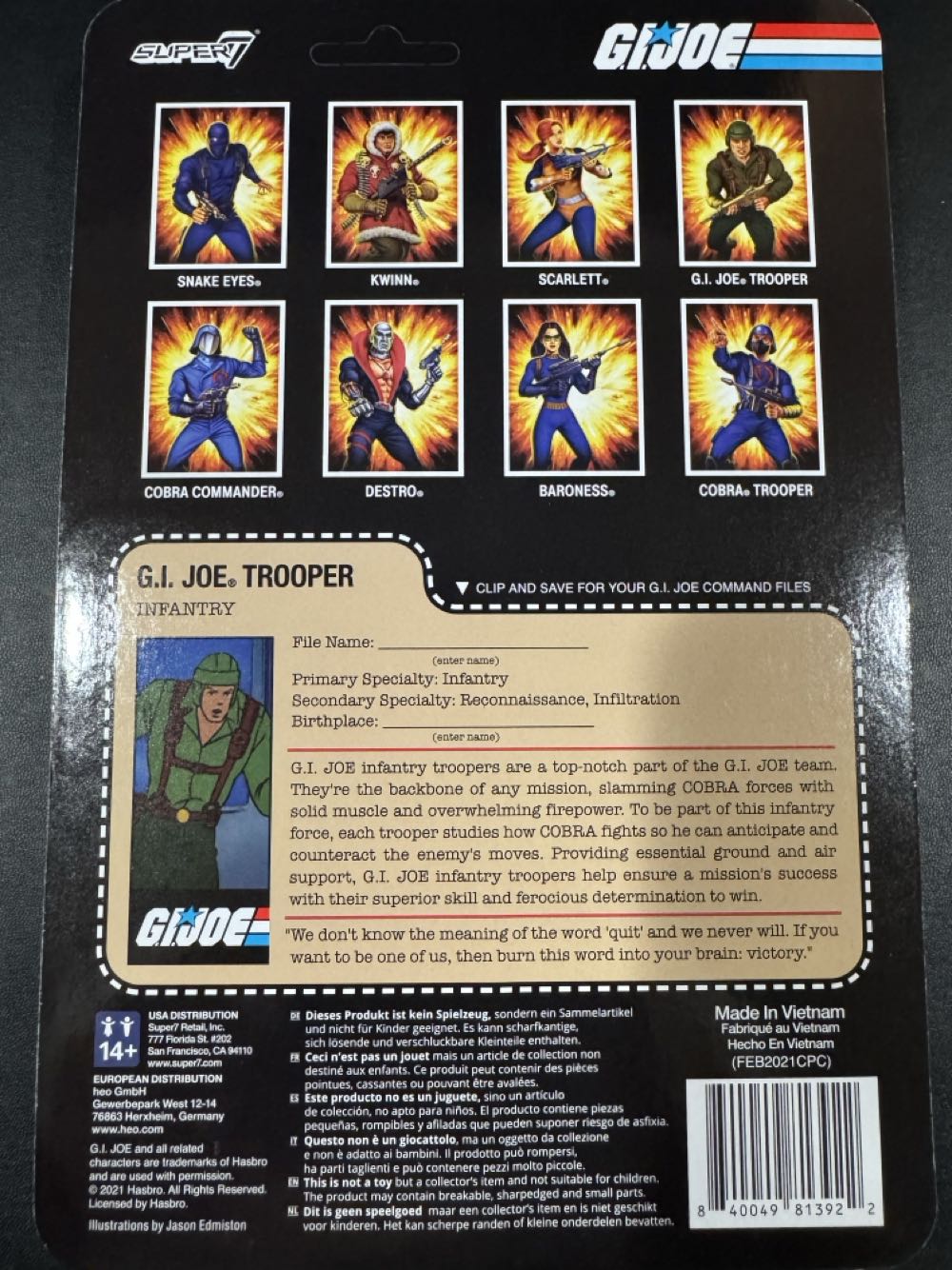 ReAction : G.I. Joe Trooper (Infantry/Greenshirt/Tan) - Super 7 (G.I.Joe) action figure collectible [Barcode 840049813922] - Main Image 3