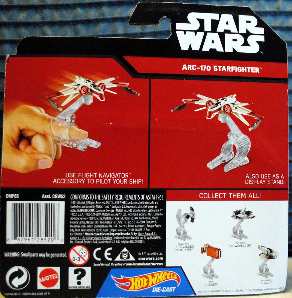 Hot Wheels Star Wars Vehicle ARC-170 Starfighter  - Hot Wheels from Mattel (Star Wars Hot Wheels) action figure collectible [Barcode 887961285208] - Main Image 2