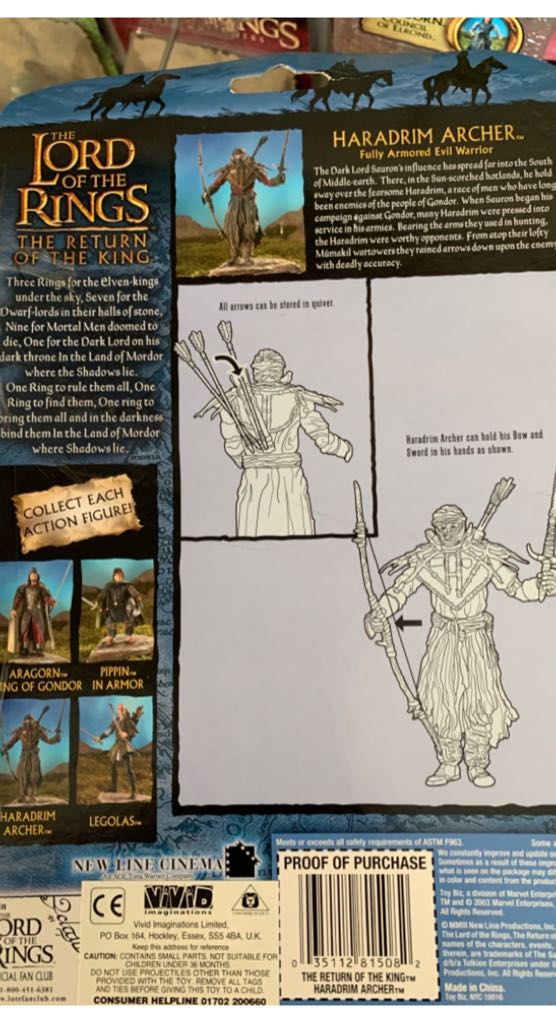 Lord of the Rings Return Of The King Hadrim Archer  action figure collectible [Barcode 035112815082] - Main Image 2