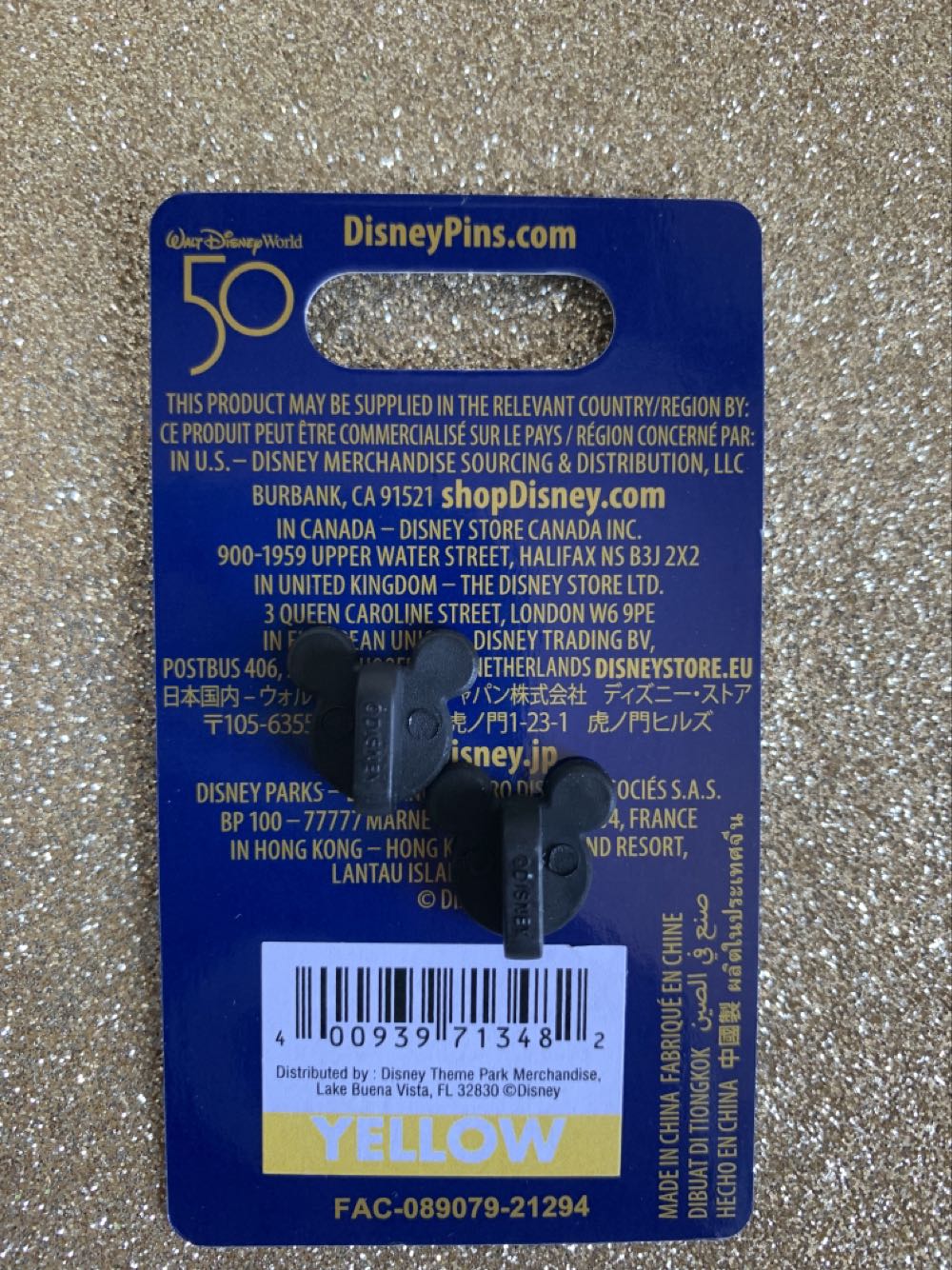 Nwt Walt Disney World 50th Anniversary Mickey & Minnie Mouse Pin New Card - Disney Theme Park Merchandise (Walt Disney World Resorts 50th Anniversary) action figure collectible [Barcode 400939713482] - Main Image 3
